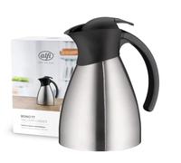alfi BONO TT 1,0l, caraffa thermos isolante con doppia parete in acciaio, con plastica nera, tiene caldo per 12 ore, freddo per 24 ore, chiusura a vite con comodo pulsante,per lavastoviglie,senza BPA