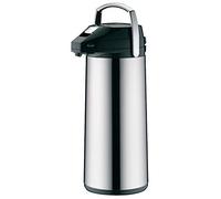 alfi DISPENSER BEVANDE TT 2,2 litri, caraffa a pompa in acciaio lucido con inserto in vetro, pompa integrata, caldo per 12 ore, freddo per 24 ore, 24 tazze, fondo girevole a 360°, ottima per catering