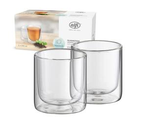alfi GLASMOTION 200ml, bicchiere termico borosilicato, 2 pz., bicchieri da caffè termoresistenti, bicchieri da tè, bicchieri da caffè a doppia parete, bicchiere doppia parete con effetto ombra