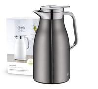 alfi SKYLINE 1,0l, cool grey, caraffa termica con igienico inserto in vetro, chiusura a vite con pulsante, presa ergonomica, con una sola mano, ottima come caraffa da caffè, caraffa da tè, senza BPA