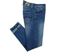 Alfio Collection Jeans da Uomo Elasticizzato Taglie Forti Chiaro 5 Tasche 60 62 64 66 (IT, Numero, 64, Regular, Regular, Denim)