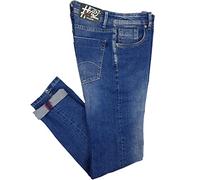 Alfio Jeans da Uomo Elasticizzato Taglie Forti Denim Chiaro 5 Tasche 56 58 60 62 64 66 (IT, Numero, 60, Regular, Regular, Denim)