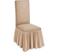 Alfionapoli Coprisedie Coppia 2 Vesti Sedia con Volant Tessuto Bolle Vari Colori (Begie)