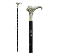 Alfiya Nautical Store Bastone da Passeggio in Legno di Rosa Indiano con Manico in Ottone, 36 cm, Nero