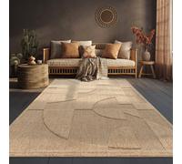 Alfombra De Exterior Resistente A La Intemperie Balcón Salón Diseño Boho Beige