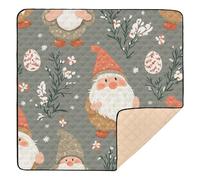 Alfombra de juego - Tappetino da gioco per bambini con gnomi con uovo di estere in mano, grande, antiscivolo, non tossico, pieghevole, per neonati, 127 x 127 cm