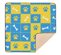 Alfombra de juego - Tappetino da gioco per bambini, in morbida schiuma, pieghevole, per interni ed esterni, portatile, per la pancia, per gattonare, 127 x 127 cm, colore: blu e giallo