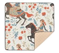 Alfombra de juegos - Tappetino da gioco per bambini in stile bohémien, morbido, spesso, per interni ed esterni, pieghevole, in un unico pezzo, per bambini piccoli, 127 x 127 cm