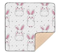 Alfombra - Tappetino da gioco per bambini a forma di coniglio, stile cartone animato, morbido, imbottito, per interni ed esterni, pieghevole, in un unico pezzo, 127 x 127 cm