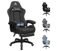 ALFORDSON Chaise de Bureau, Chaise de Bureau avec Coussin Lombaire de Massage, Chaise D'ordinateur Ergonomique avec Dossier Inclinable, Chaise Pivotante avec Repose-Pieds, Tessuto, Grigio