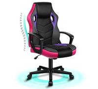 ALFORDSON Sedia da scrivania per computer da gioco - Tessuto patchwork ergonomico in pelle PU con comodo supporto lombare, scrivania con rotelle regolabile in altezza per casa e ufficio, viola