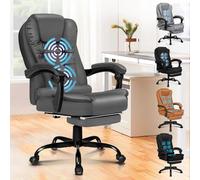 ALFORDSON Sedia da ufficio, sedia da scrivania, sedia da gioco, cuscino ergonomico con schienale alto, supporto lombare con ruote, comodo sedile da corsa, regolabile, girevole, rotabile, in pelle,