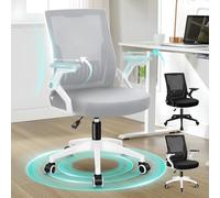 ALFORDSON Sedia da Ufficio, Sedile Gaming a Schienale Alto in Rete, Braccioli Ergonomici Regolabili e Ribaltabili, Ideale per Casa, Ufficio, Conrad, Bianco e Grigio