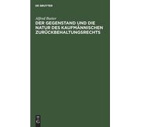 Alfred Butter Der Gegenstand Und Die Natur Des Kaufmännischen (Copertina rigida)