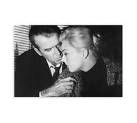 Alfred Hitchcock, Vertigo, bianco e nero, vintage, James Stewart, Kim Novak, poster su tela, decorazione per camera da letto, sport, ufficio, camera da letto, regalo, senza cornice, 50 x 75 cm