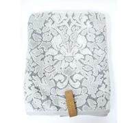 Alfred Sung Jacquard Grigio, Bianco Damasco con Fiori Cotone Bagno, a Mano, Tip