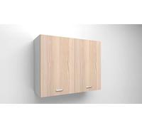 Alfredo Calandrelli Mobile PENSILE in Colore Bianco con porte in vari colori e di Varie Misure COMPRESO di 2 Ante SPEDIZIONE A Kit (Rovere, 72x80x33)