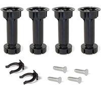 Alfredo Calandrelli Piedino Regolabile per Cucina o Bagno con Accessori, Nero, H 100mm, Set di 4 Pezzi