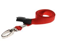 ALG ID Cards® Cordino rosso da 10 mm con apertura di sicurezza e moschettone in metallo, comodo e colorato, resistente tracolla per porta badge, perfetto per personale, studenti e controllo degli