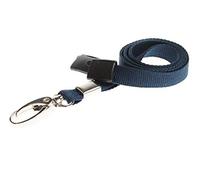 ALG ID Cards® Cordino staccabile, tinta unita, con chiusura di sicurezza, cordino da collo blu scuro con clip in metallo, cordino per porta badge (cordino blu scuro)