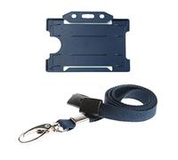 ALG ID Cards Porta badge e cordino da collo con clip in metallo e apertura di sicurezza, blu scuro