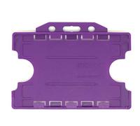 ALG ID Cards® Porta badge viola a doppio lato/doppio lato rigido viola per badge d'identità per cordino da collo (orizzontale/orizzontale) - Realizzato in Gran Bretagna in plastica riciclata