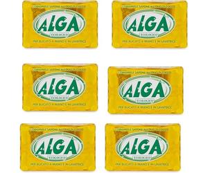 ALGA Fiocco Puro Sapone Detersivo 100% Ecologico e Biodegradabile per bucato a mano e in lavatrice - 6 pezzi da 400gr