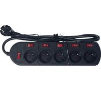 ALGAM LIGHTING Multipresa a 5 vie, con interruttore generale e individuale, 1,2 m
