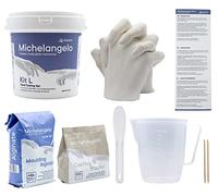 Algaplay Michelangelo Kit Calco Mani Coppia Set completo con alginato, gesso e caraffa graduata per scultura 3D. Idea regalo per coppie, amici e famiglia. Prodotto in Italia. (KIT L 2 MANI)