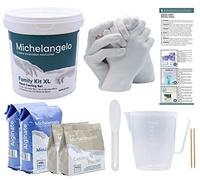Algaplay Michelangelo Kit per Calco Mani Set completo con alginato, gesso e caraffa graduata per scultura 3D. Idea regalo per coppie, amici e famiglia. Prodotto in Italia. (FAMILY KIT 4 MANI)