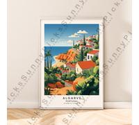 Algarve Illustrazione Art Poster Portogallo Viaggi Stampa Regalo senza Cornice