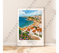 Algarve Viaggi Stampa da Parete Décor Portogallo Muro Poster Illustrazione Art