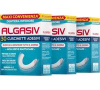 Algasiv Cuscinetti Adesivi Dentiera Inferiore, 3 Confezioni da 30 Pezzi | Aderenza Forte e Duratura per Tutto Il Giorno, Protegge Le Gengive, Tenuta 20 Volte Più Forte a Rilascio Graduale
