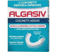 Algasiv Cuscinetti Adesivi Dentiera Inferiore, Durata 24 Ore, 15 Pezzi | Aderenza Forte e Duratura per Tutto Il Giorno, Protegge Le Gengive, Tenuta 20 Volte Più Forte a Rilascio Graduale