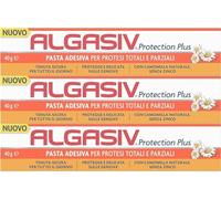 Algasiv Protection Plus Pasta Adesiva Protesi, con Camomilla, 40 g (3 Pack) | Pasta adesiva per Protesi Totali e Parziali, Tenuta Sicura Per Tutto il Giorno, con Camomilla Naturale, Senza Zinco