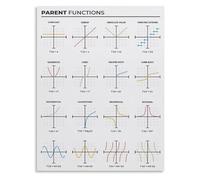 Algebra and Calculus Parent Functions Poster Math Classroom Wall Art for Students and Teachers Decor(Framed,12x18inch(30x45cm))