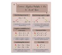 Algebra Math Educational Poster Common Mistakes and How to Avoid Them Canvas Print Wall-Art for School Classroom Bedroom(Unframed,08x12inch(20x30cm))