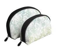 Alghe blu del mare verde, Borsa per trucco a conchiglia Portamonete da donna Borsa da toilette piccola Borsa per cosmetici 2 pezzi