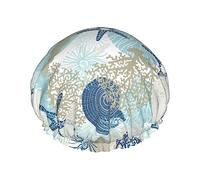 Alghe Coralli E Conchiglie Modello Cuffia Da a E Cuffia Da Bagno Per Le Donne,Cuffie Da a Impermeabili Oversize Reversibili Grandi Progettate Per Tutte Le Lunghezze Di Capelli,Cuffia Elast