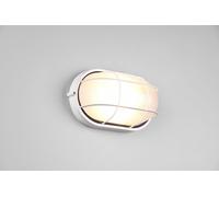 ALGI PLAFONIERA APPLIQUE DA ESTERNO OVALE FUSIONE DI ALLUMINIO BIANCA CON GRIGLIA E VETRO SATINATO L.28,3CM IP44 1 LUCE ATTACCO E27