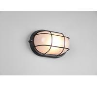ALGI PLAFONIERA APPLIQUE DA ESTERNO OVALE FUSIONE DI ALLUMINIO NERA CON GRIGLIA E VETRO SATINATO L.28,3CM IP44 1 LUCE ATTACCO E27