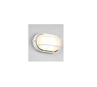 ALGI PLAFONIERA APPLIQUE DA ESTERNO OVALE FUSIONE DI ALLUMINIO BIANCA CON GRIGLIA E VETRO SATINATO L.28,3CM IP44 1 LUCE ATTACCO E27