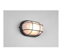 ALGI PLAFONIERA APPLIQUE DA ESTERNO OVALE FUSIONE DI ALLUMINIO NERA CON GRIGLIA E VETRO SATINATO L.28,3CM IP44 1 LUCE ATTACCO E27