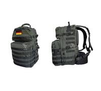 ALGI Zaino Militare Tattico Medium 40/45 Litri con patch Bandiera Germania 3D (VERDE)