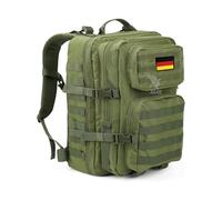 ALGI Zaino Militare Tattico Medium con sistema MOLLE 50 Litri con patch Bandiera Germania 3D (VERDE)