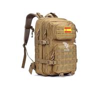 ALGI Zaino Militare Tattico Medium con sistema MOLLE 50 Litri con patch Bandiera Spagna 3D (TAN)