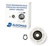 ALGOMAS® Rullo tenditore cinghia asciugatrice | Compatibile con Bosch, Balay, Siemens | 632045, 00632045 | Modelli WTE8632PEE46, WT43H017DN01, 3SB975B01| Puleggia con cuscinetto e clip per