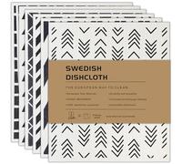AlGuirnex Set di 6 strofinacci svedesi, riutilizzabili, 100% spugna biodegradabile e compostabile, per alimenti e senza plastica, adatti a qualsiasi superficie (geometrico)