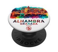 Alhambra di Granada Acquerello Patrimonio Storico Spagna PopSockets PopGrip Adesivo