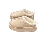 AlHECE Pantofole Donna Stivali da Neve per Le Donne Inverno Cashmere Caldo Spessore Suole Senza Tacco-Coperto Capelli Half Slipper Scarpe di Cotone per Le Donne-Beige-36